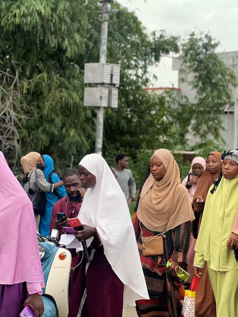 Sisters gathered along the road during the procession