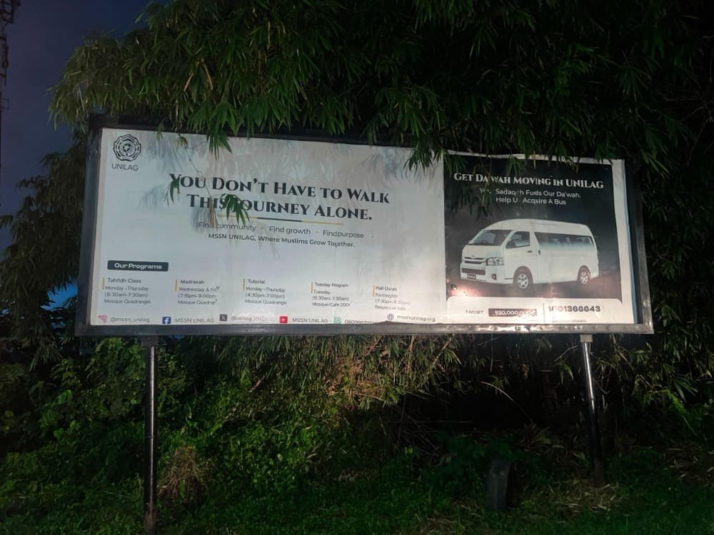 The repainted MSSN UNILAG billboard on campus
