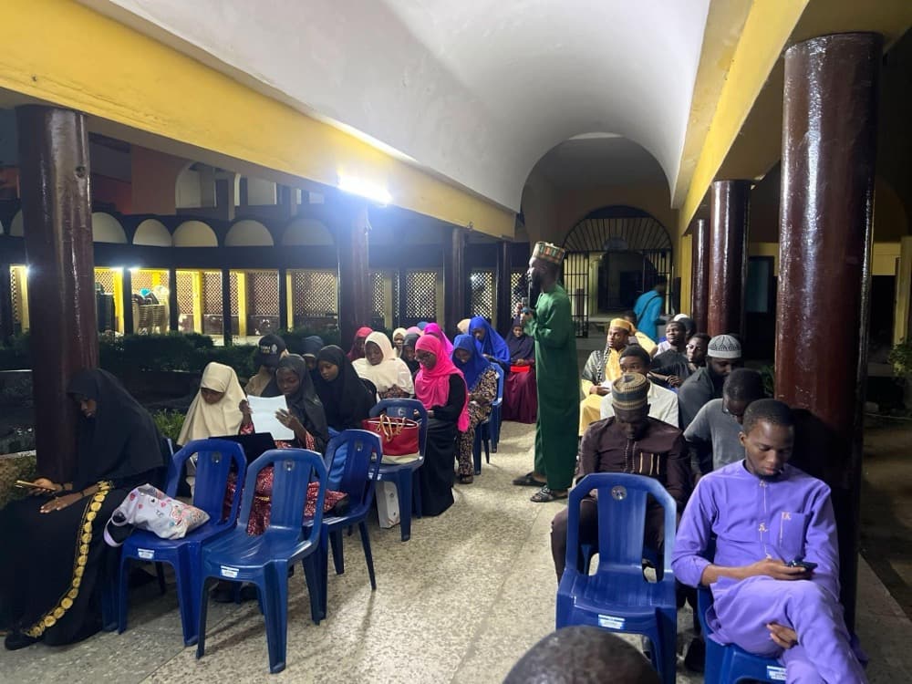 Students seated in the hall at the Modrasah prize-giving
